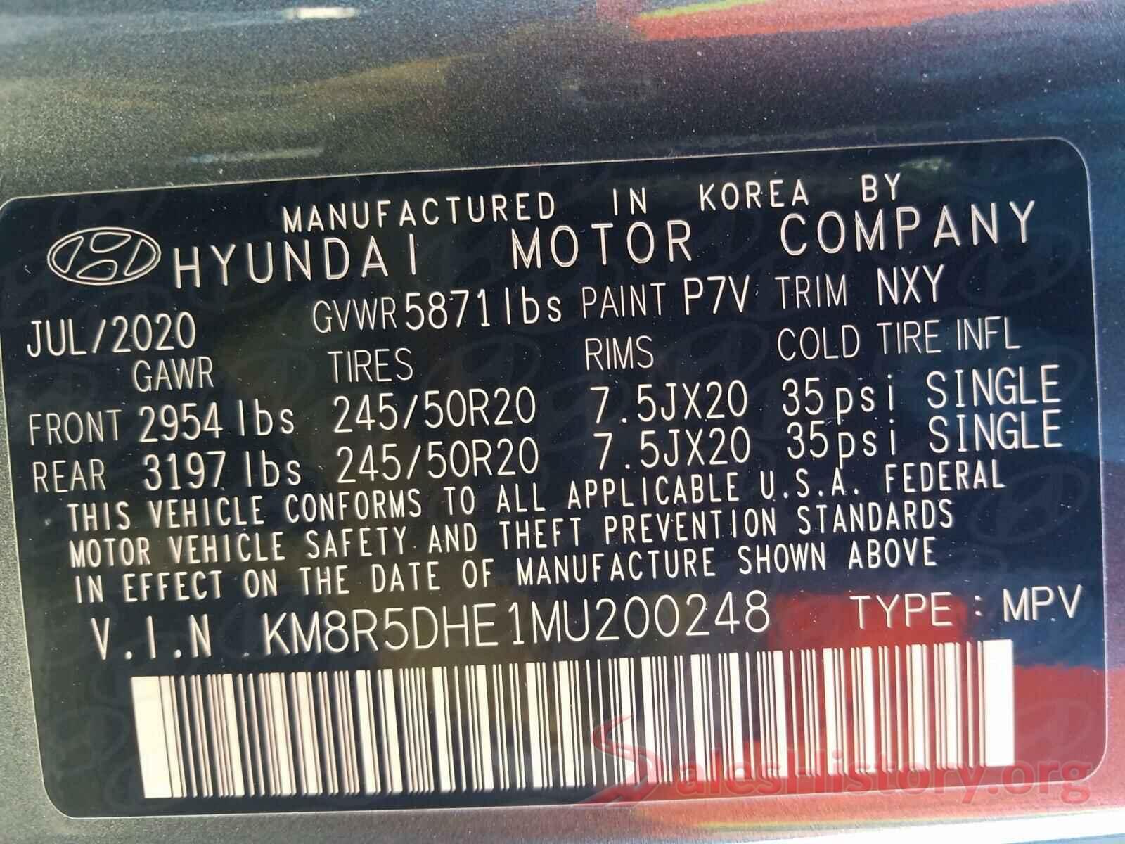 KM8R5DHE1MU200248 2021 HYUNDAI PALISADE