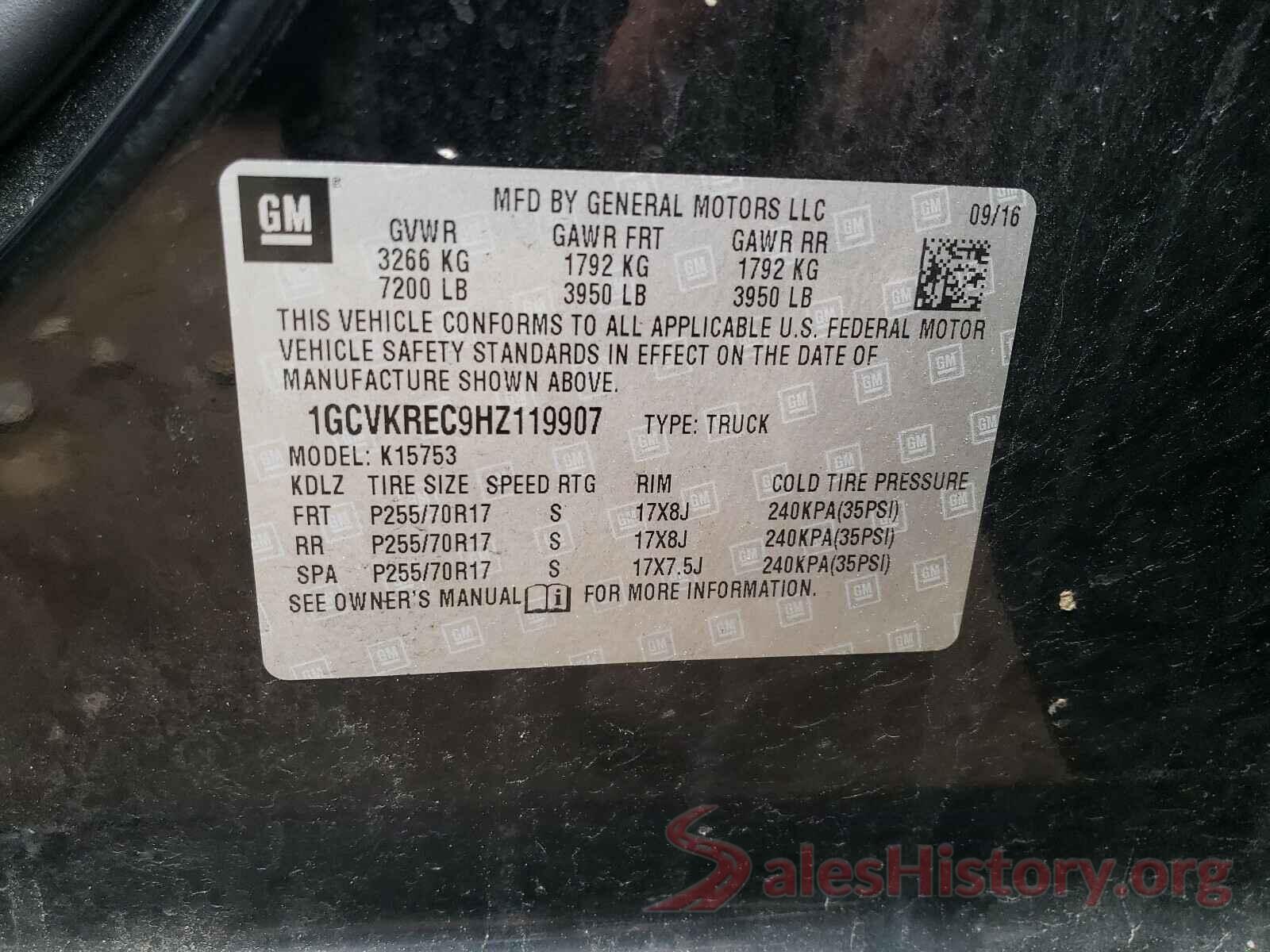 1GCVKREC9HZ119907 2017 CHEVROLET SILVERADO