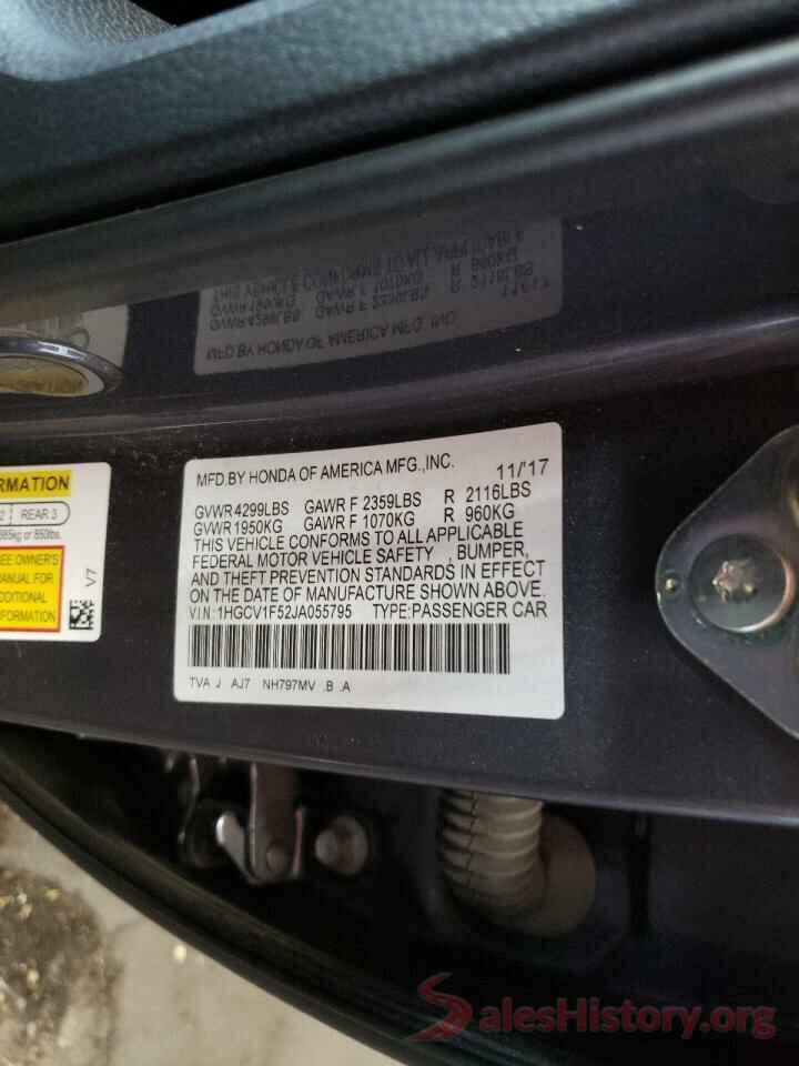 1HGCV1F52JA055795 2018 HONDA ACCORD