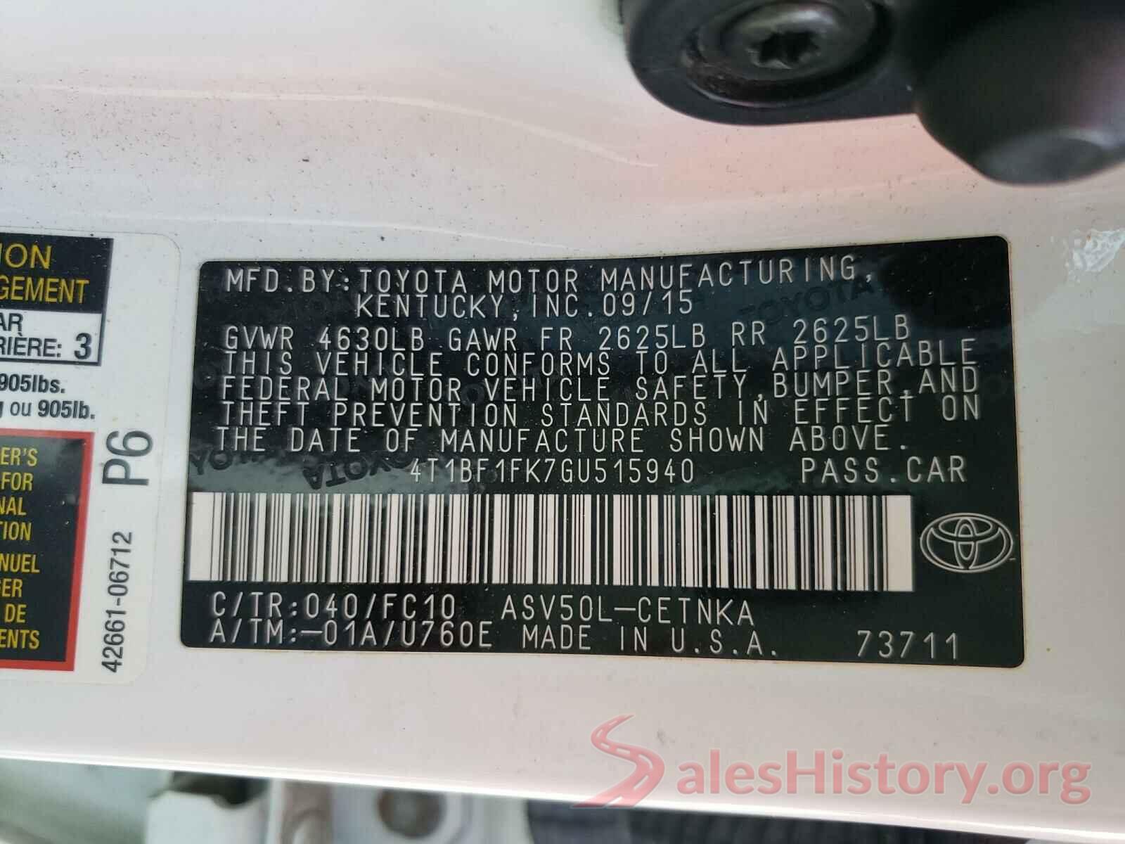 4T1BF1FK7GU515940 2016 TOYOTA CAMRY