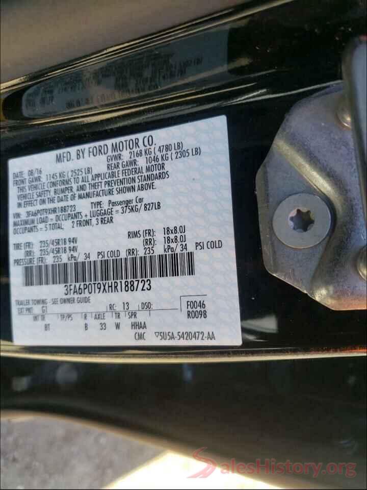 3FA6P0T9XHR188723 2017 FORD FUSION