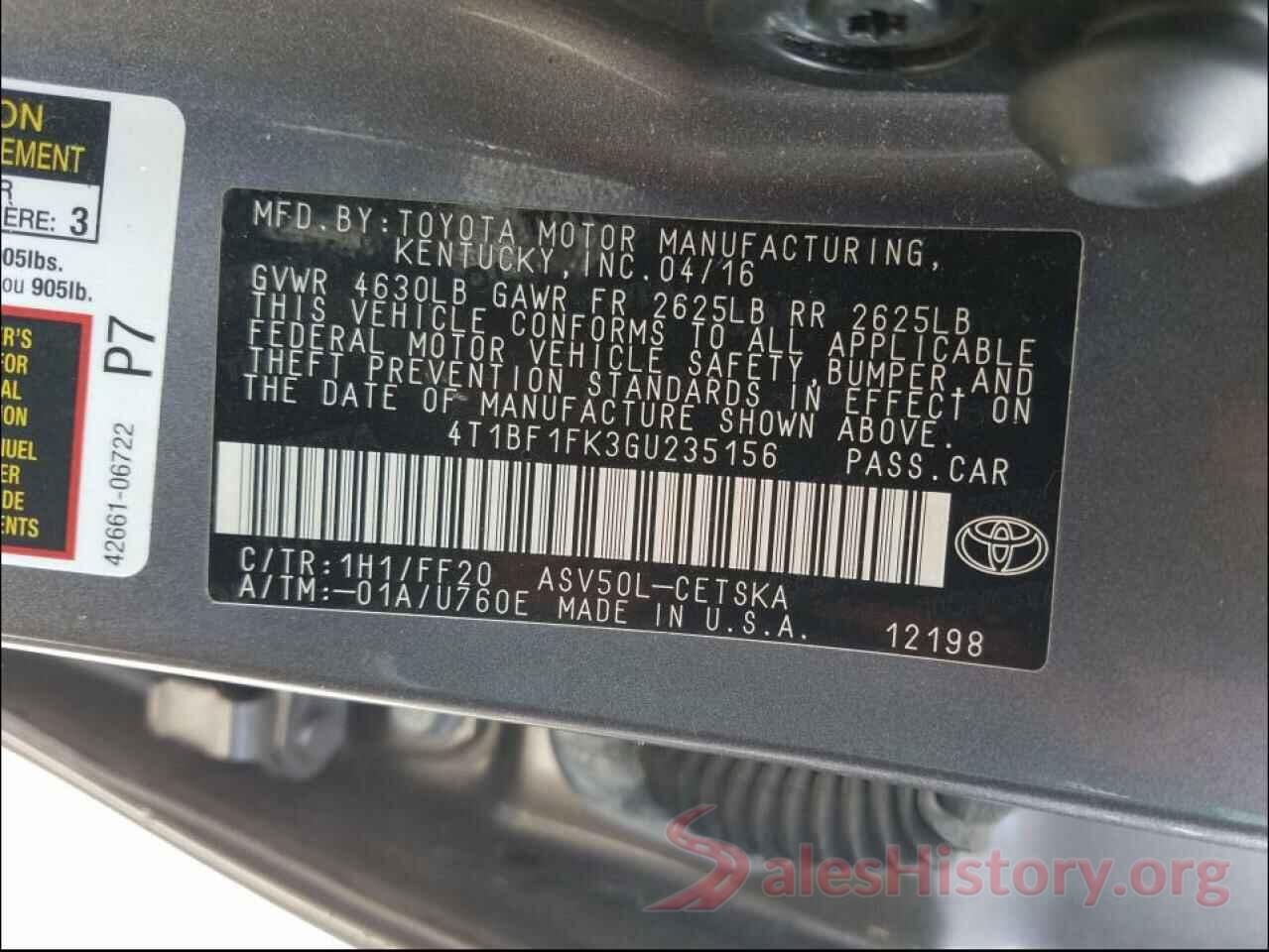 4T1BF1FK3GU235156 2016 TOYOTA CAMRY