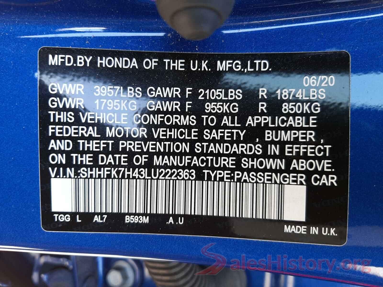 SHHFK7H43LU222363 2020 HONDA CIVIC