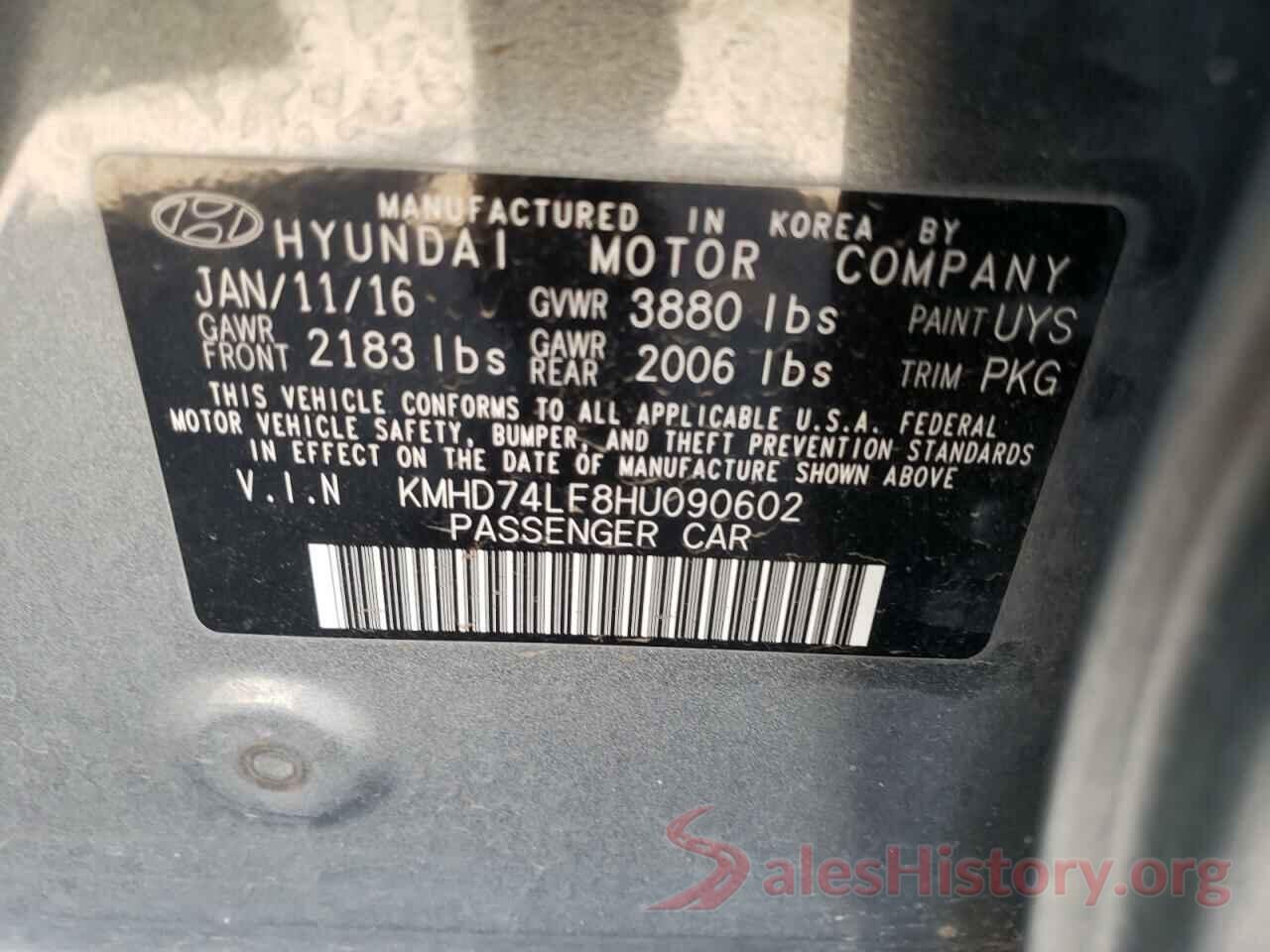 KMHD74LF8HU090602 2017 HYUNDAI ELANTRA