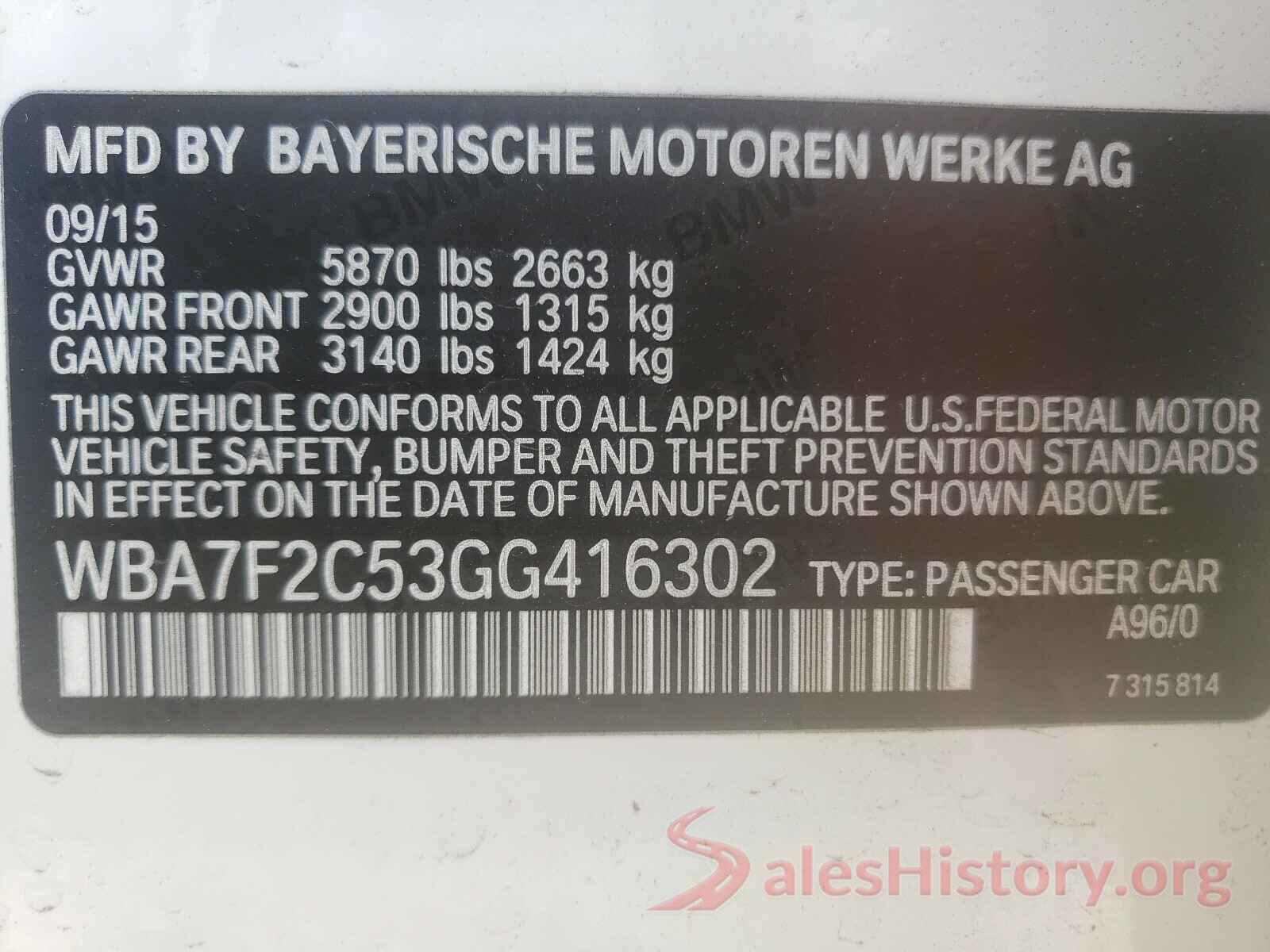 WBA7F2C53GG416302 2016 BMW 7 SERIES