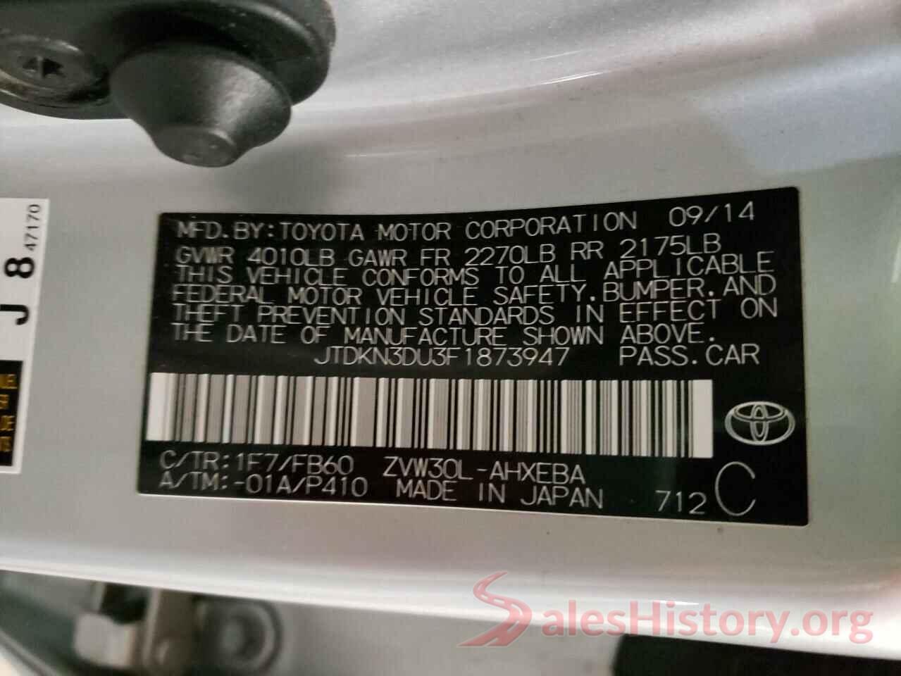 JTDKN3DU3F1873947 2015 TOYOTA PRIUS