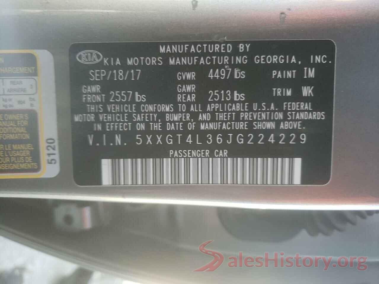 5XXGT4L36JG224229 2018 KIA OPTIMA