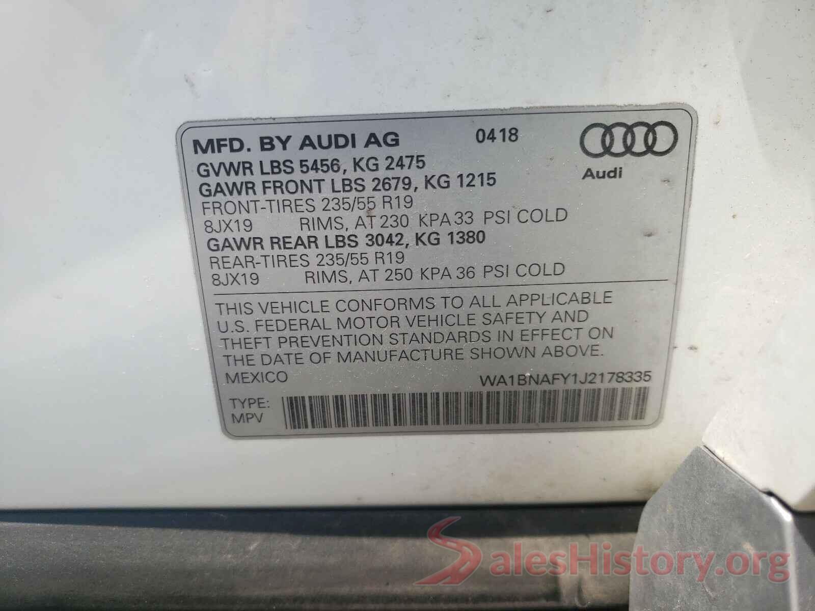 WA1BNAFY1J2178335 2018 AUDI Q5