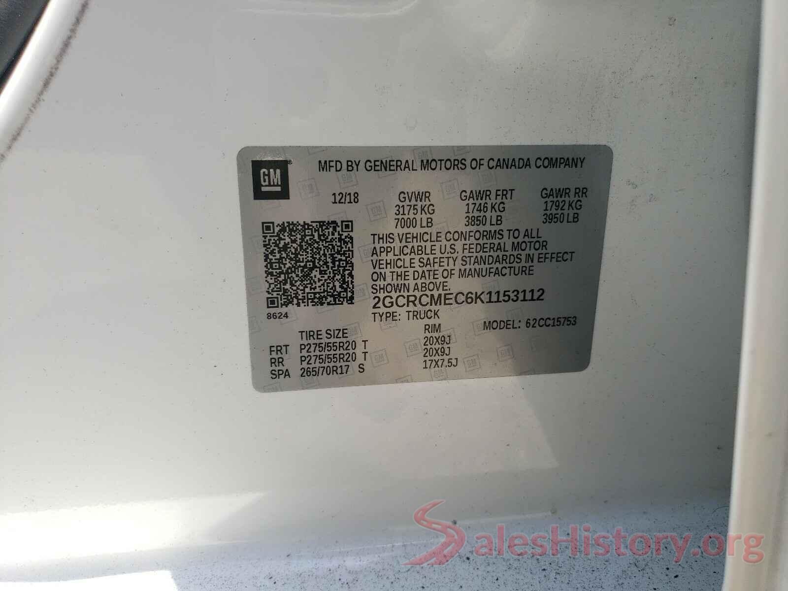 2GCRCMEC6K1153112 2019 CHEVROLET SILVERADO