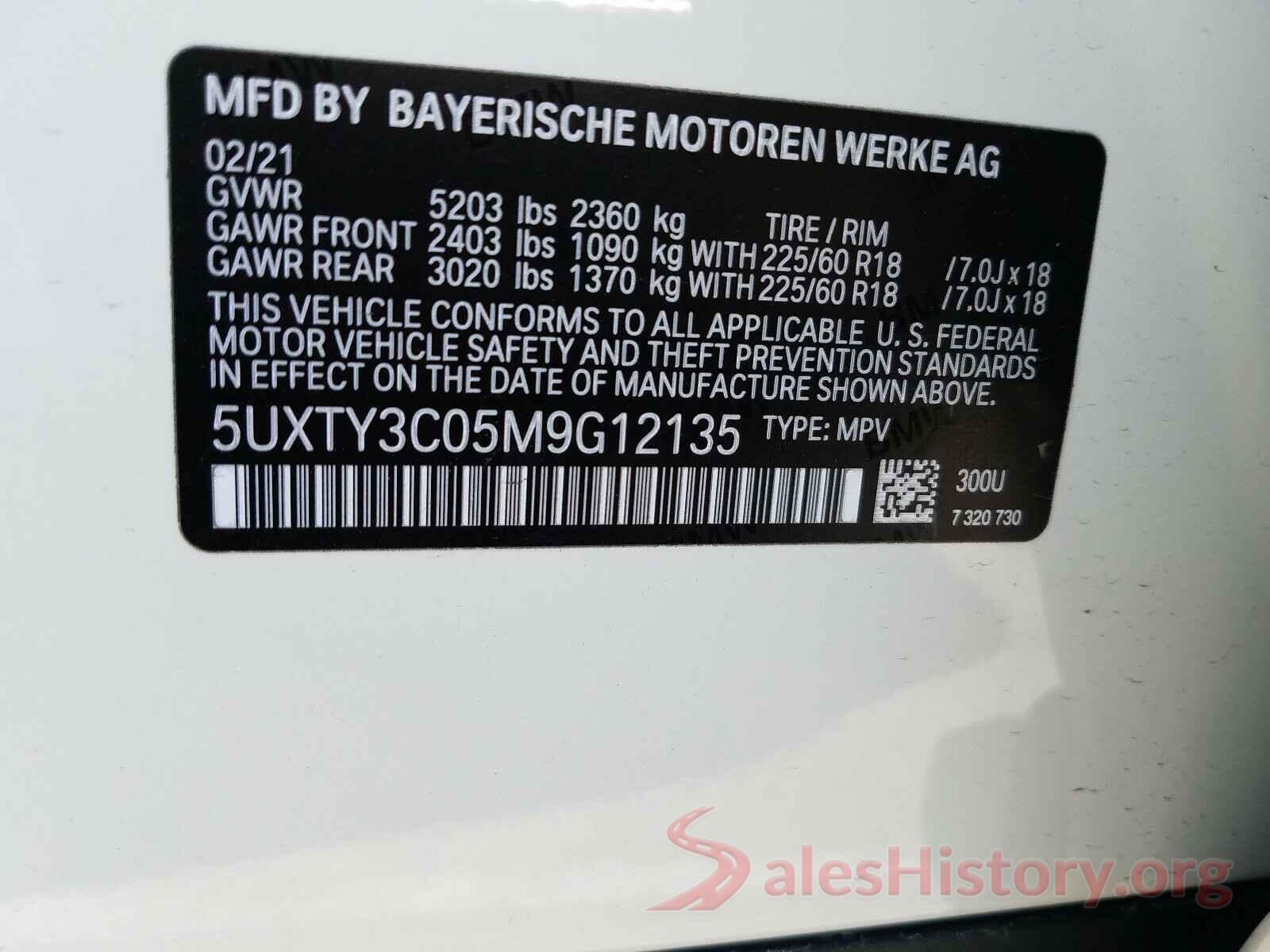 5UXTY3C05M9G12135 2021 BMW X3