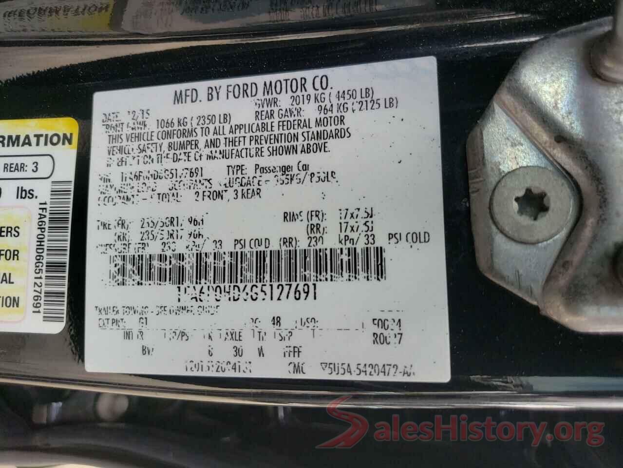 1FA6P0HD6G5127691 2016 FORD FUSION