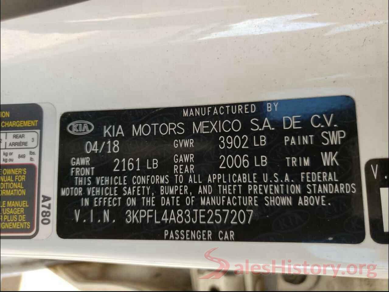 3KPFL4A83JE257207 2018 KIA FORTE