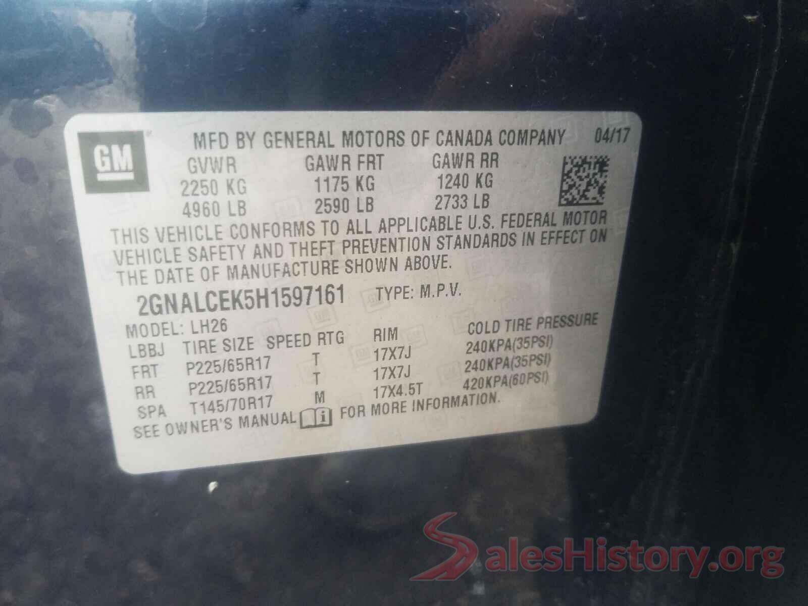 2GNALCEK5H1597161 2017 CHEVROLET EQUINOX