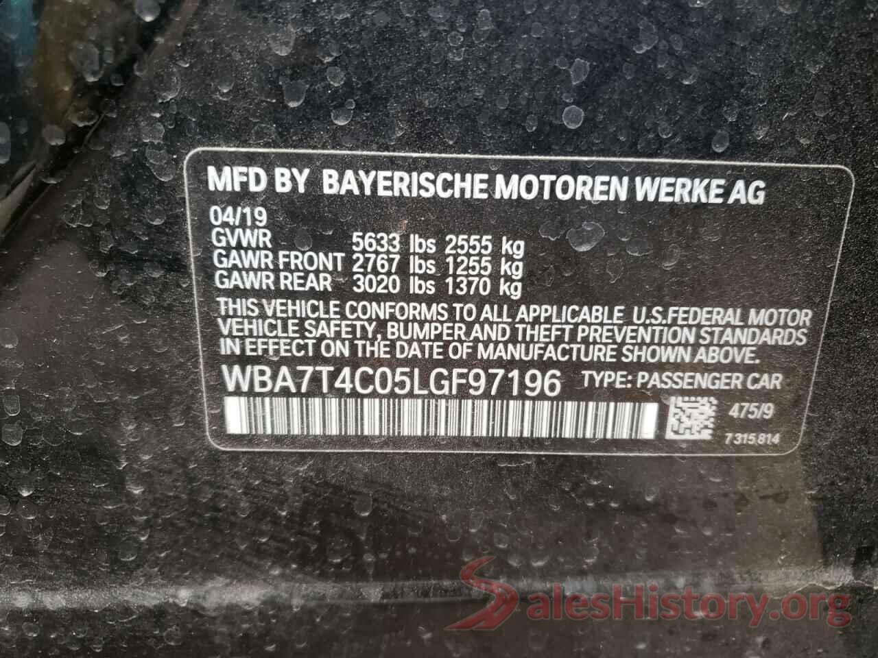 WBA7T4C05LGF97196 2020 BMW 7 SERIES