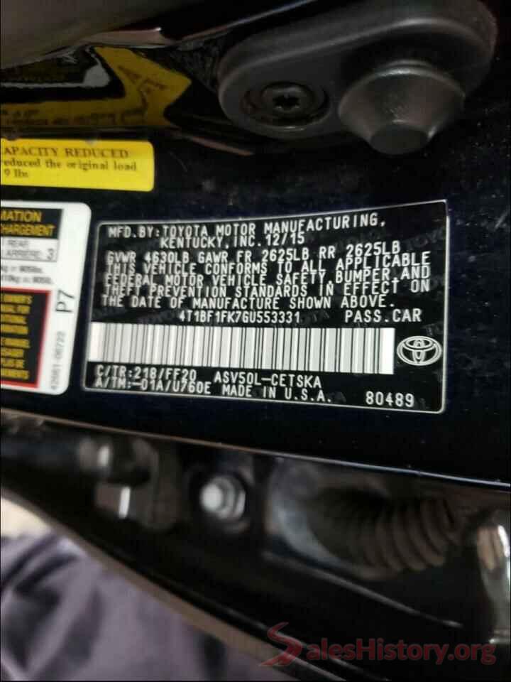 4T1BF1FK7GU553331 2016 TOYOTA CAMRY