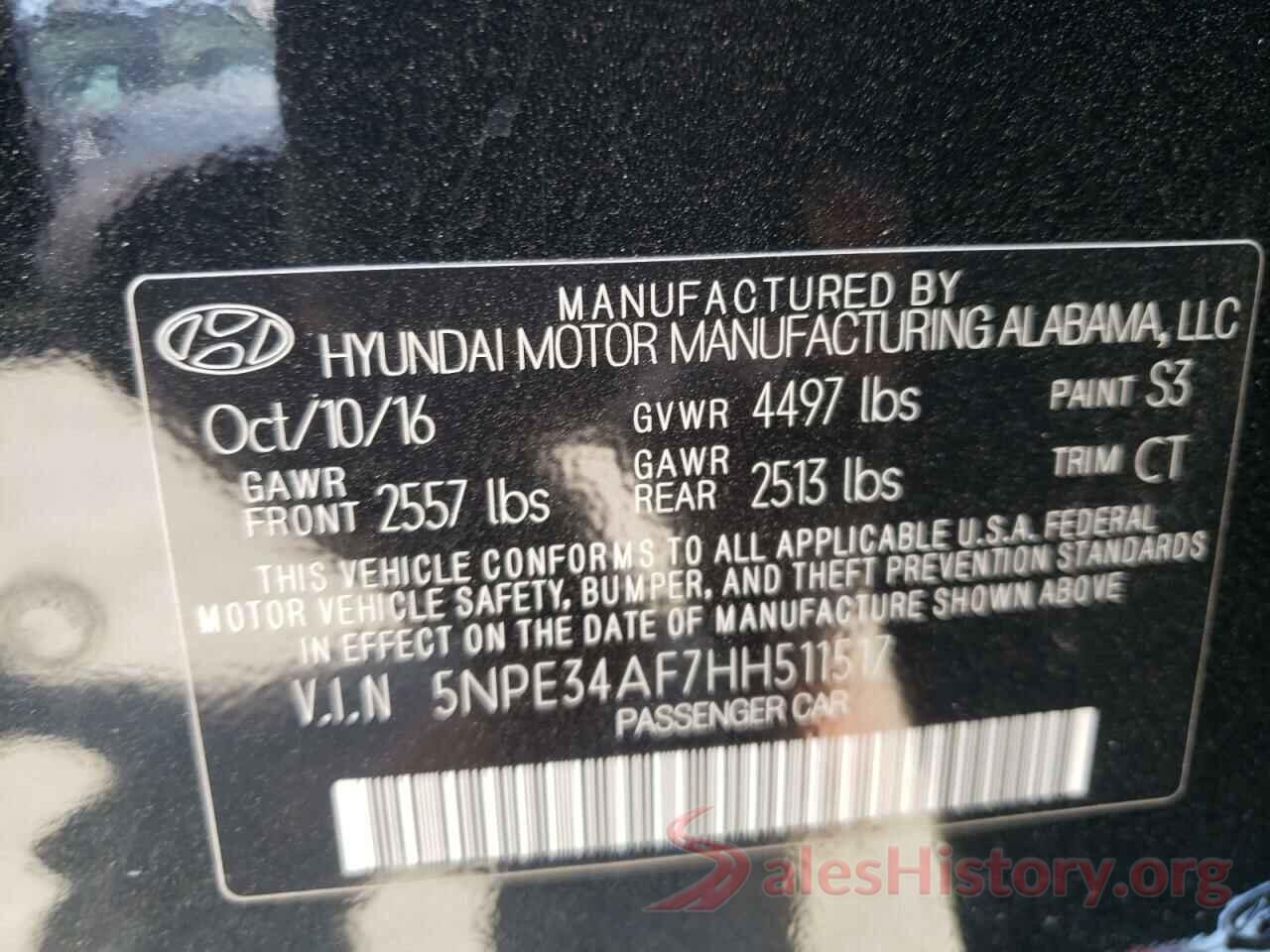 5NPE34AF7HH511517 2017 HYUNDAI SONATA