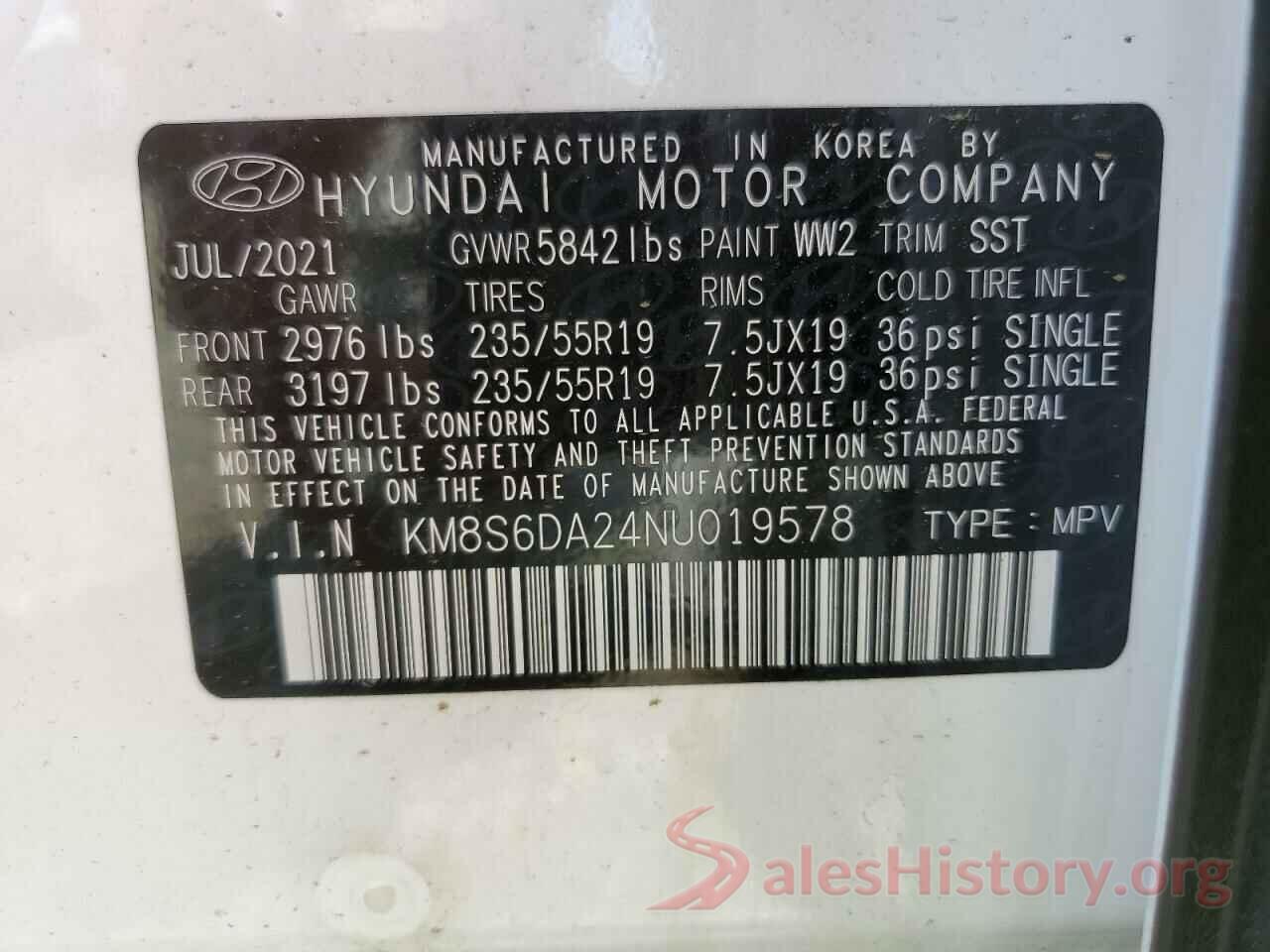 KM8S6DA24NU019578 2022 HYUNDAI SANTA FE