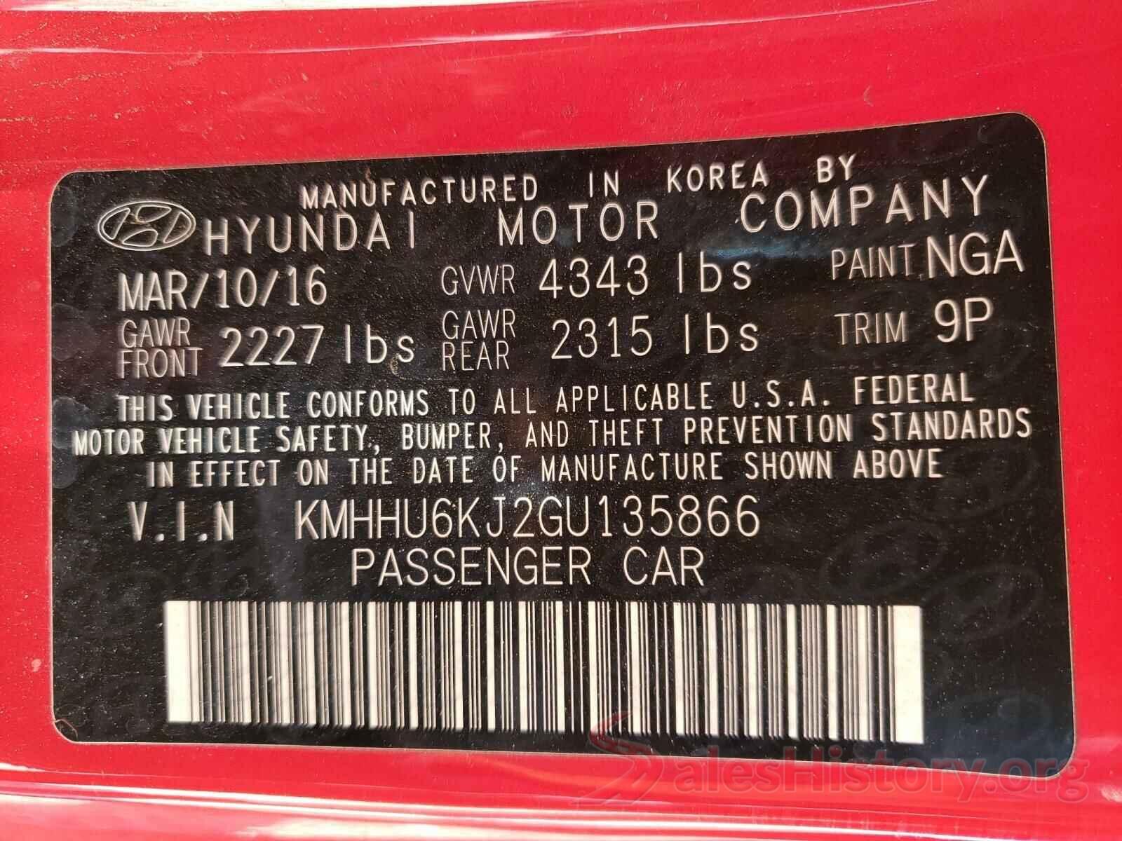 KMHHU6KJ2GU135866 2016 HYUNDAI GENESIS