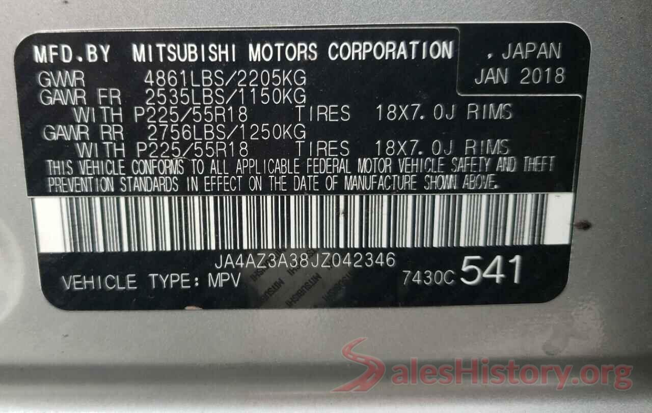 JA4AZ3A38JZ042346 2018 MITSUBISHI OUTLANDER