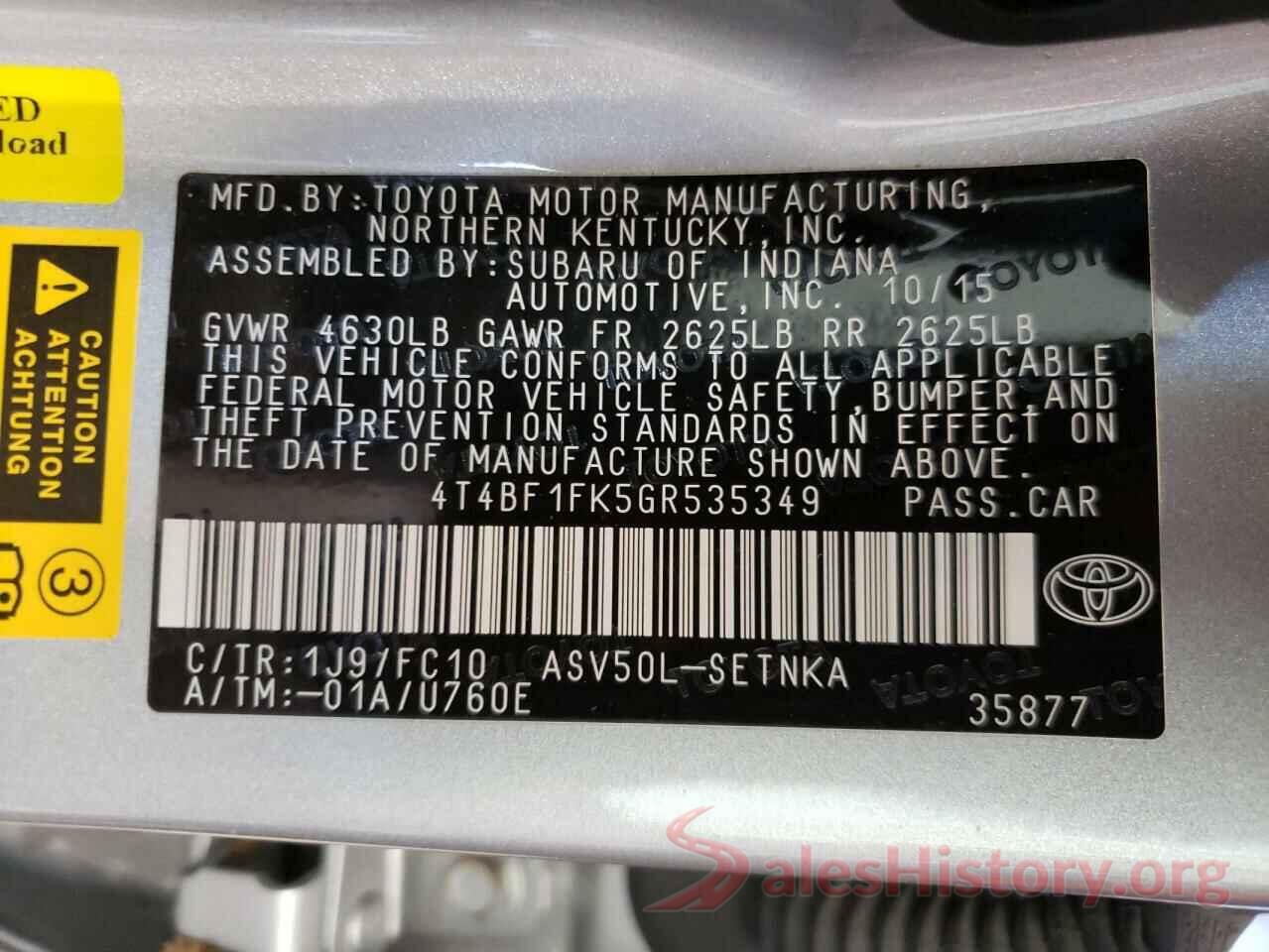 4T4BF1FK5GR535349 2016 TOYOTA CAMRY