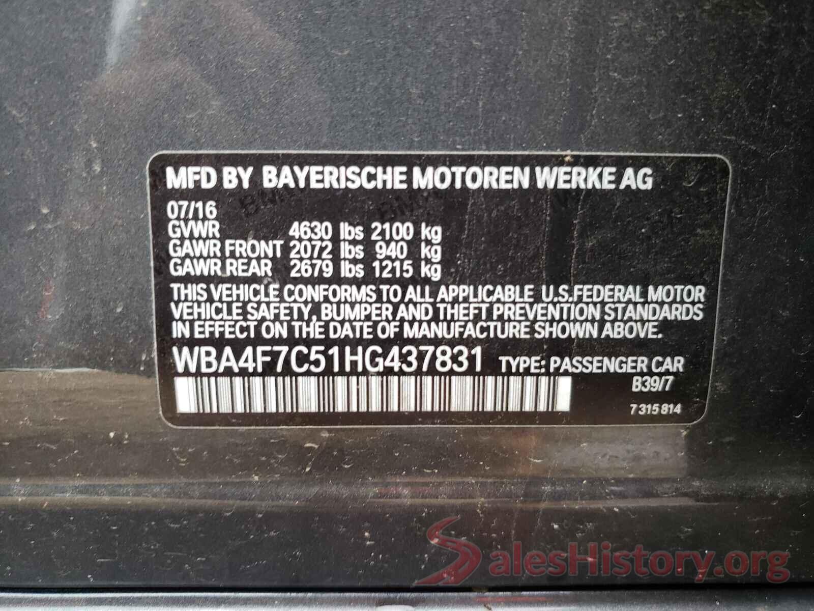 WBA4F7C51HG437831 2017 BMW 4 SERIES