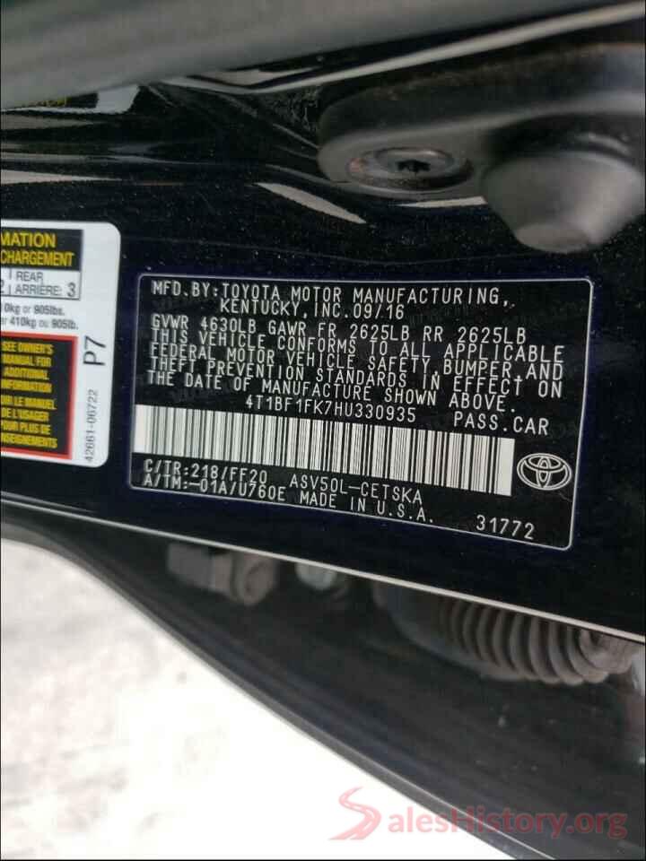 4T1BF1FK7HU330935 2017 TOYOTA CAMRY