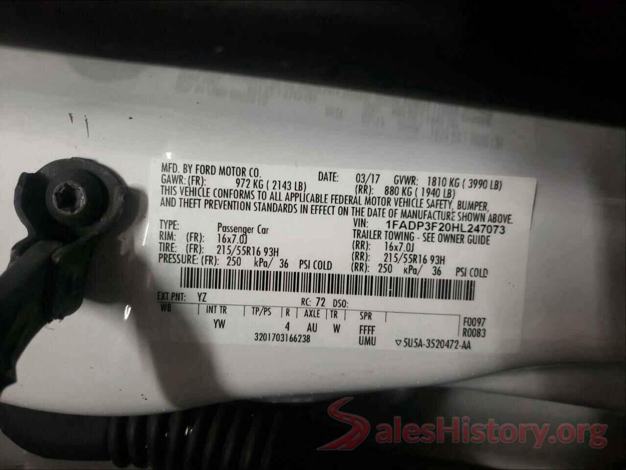 1FADP3F20HL247073 2017 FORD FOCUS