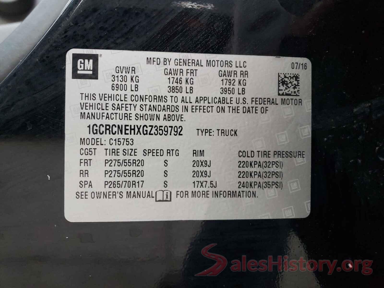 1GCRCNEHXGZ359792 2016 CHEVROLET SILVERADO