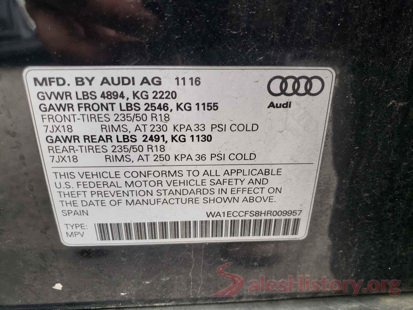 WA1ECCFS8HR009957 2017 AUDI Q3