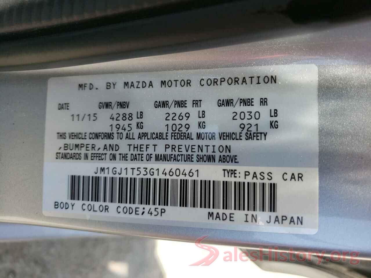 JM1GJ1T53G1460461 2016 MAZDA 6