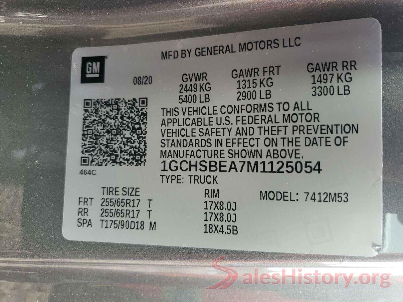 1GCHSBEA7M1125054 2021 CHEVROLET COLORADO