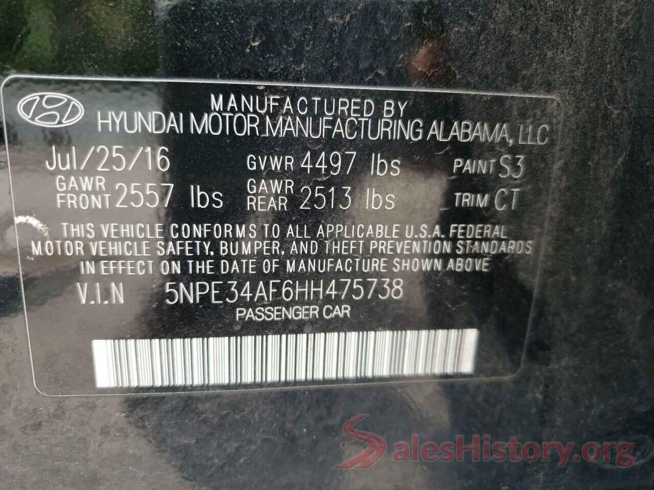 5NPE34AF6HH475738 2017 HYUNDAI SONATA