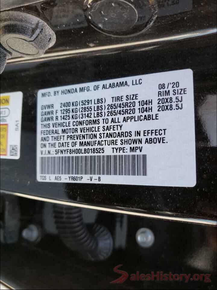 5FNYF8H00LB018525 2020 HONDA PASSPORT