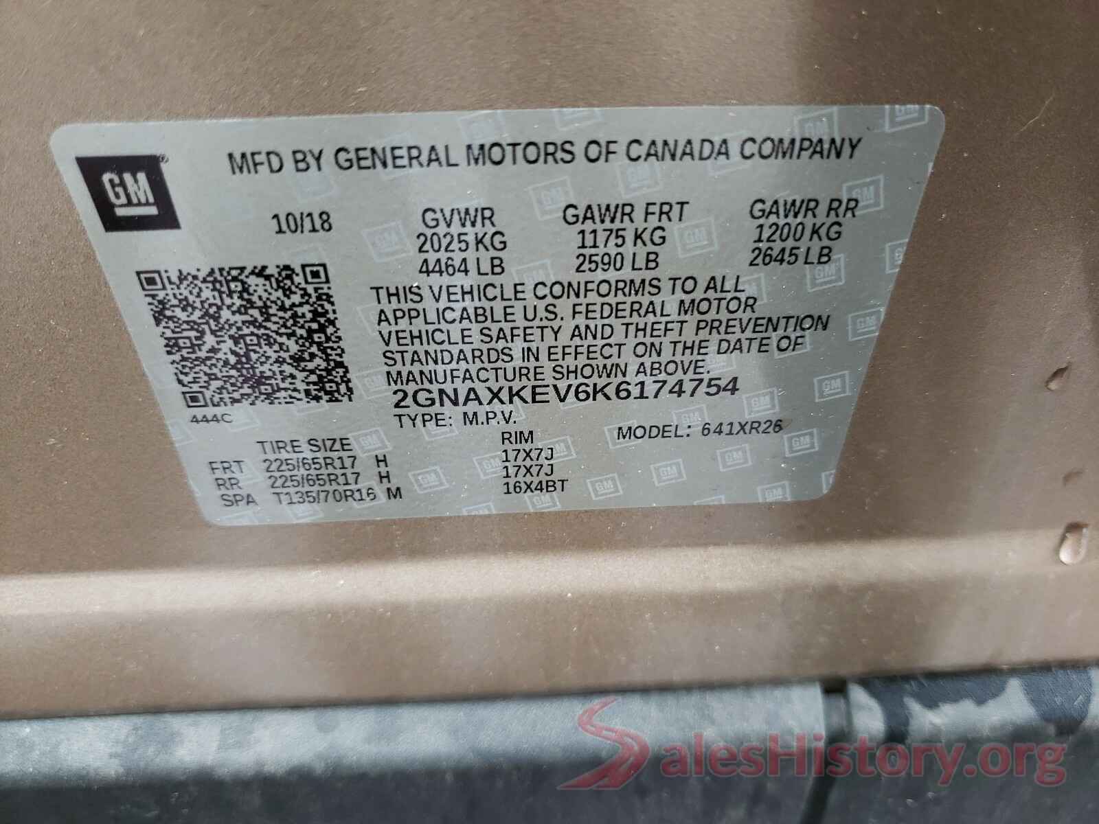 2GNAXKEV6K6174754 2019 CHEVROLET EQUINOX