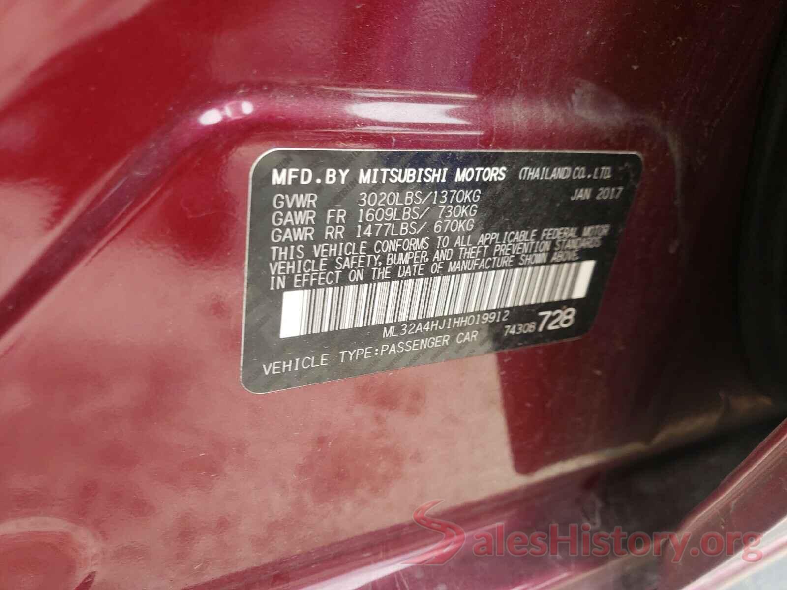 ML32A4HJ1HH019912 2017 MITSUBISHI MIRAGE