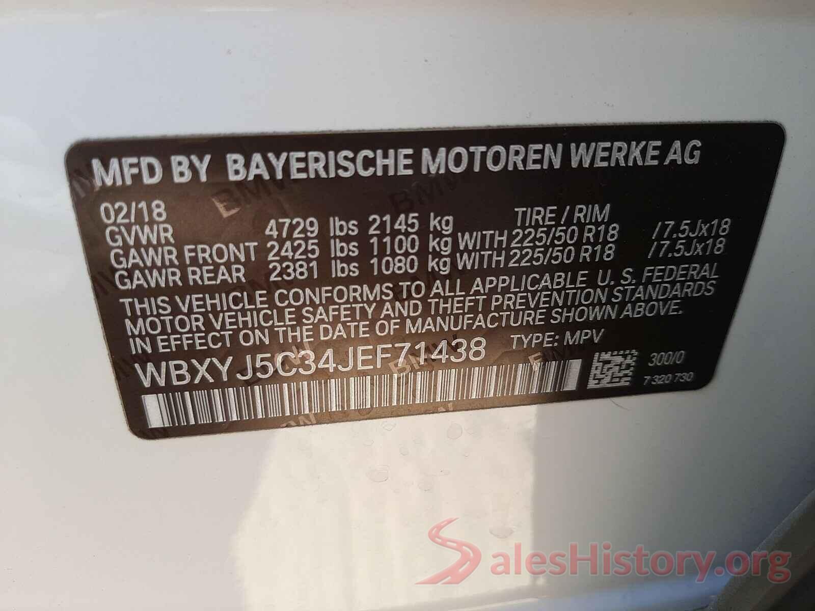 WBXYJ5C34JEF71438 2018 BMW X2