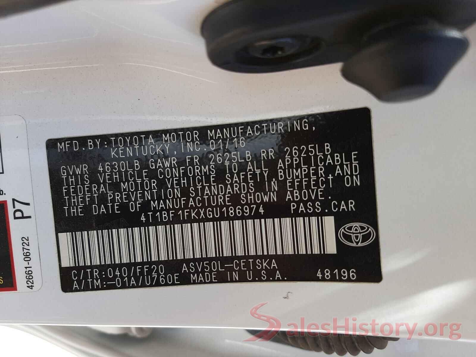 4T1BF1FKXGU186974 2016 TOYOTA CAMRY