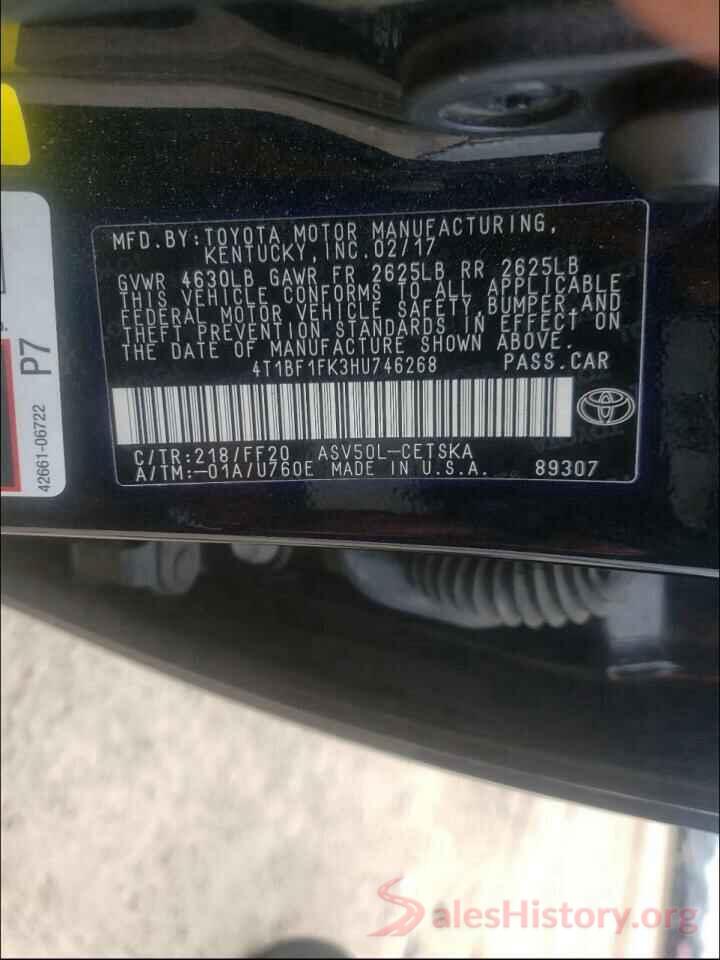 4T1BF1FK3HU746268 2017 TOYOTA CAMRY