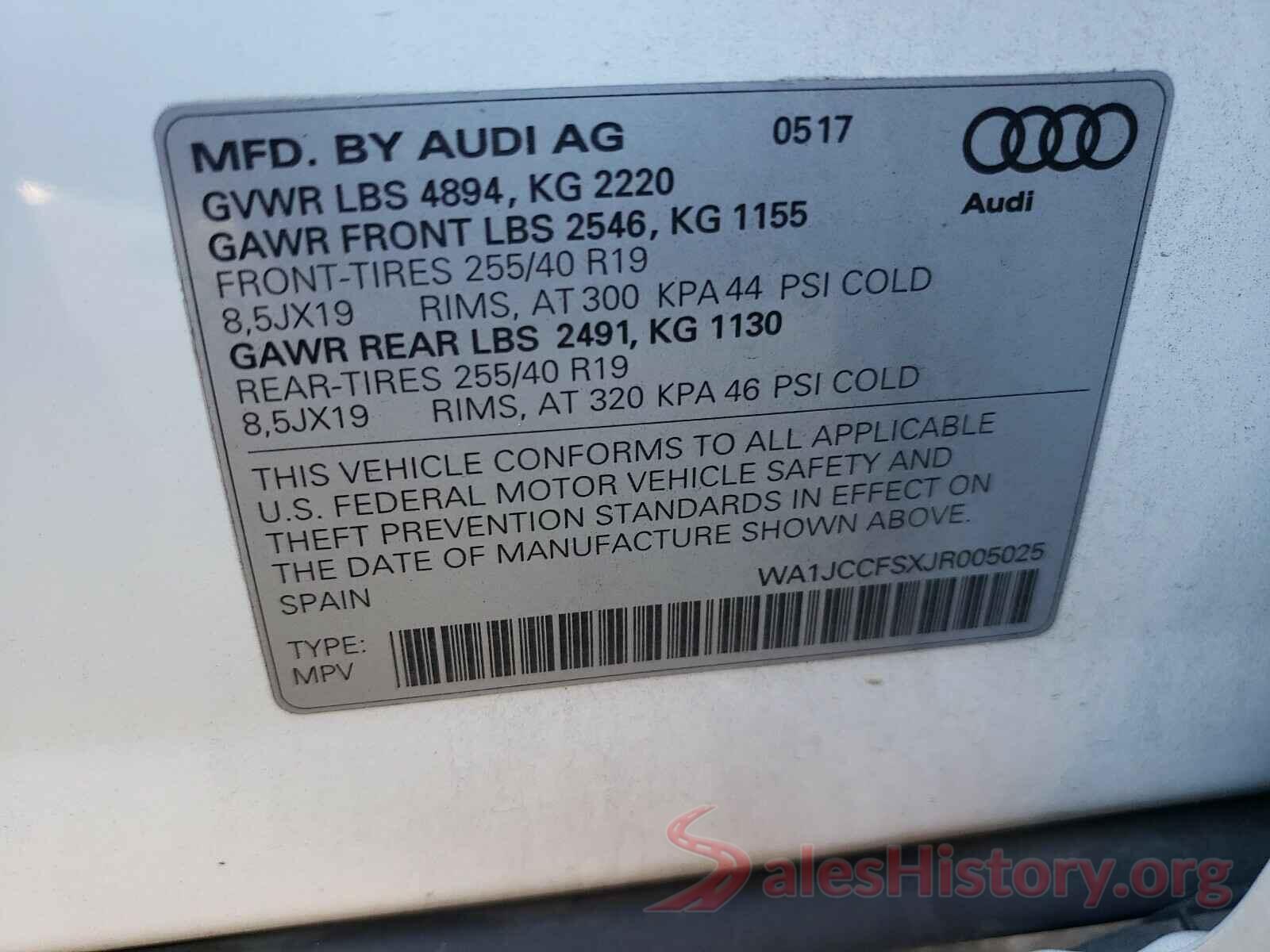 WA1JCCFSXJR005025 2018 AUDI Q3