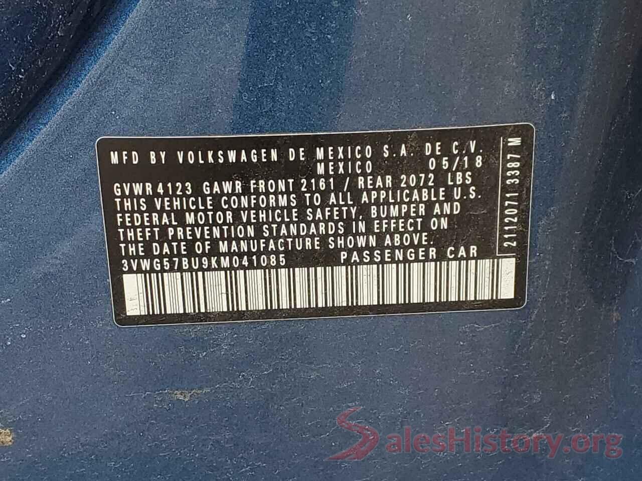 3VWG57BU9KM041085 2019 VOLKSWAGEN JETTA