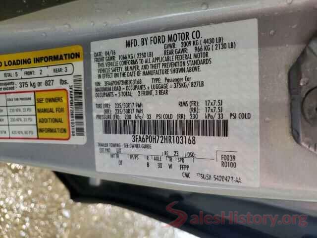 3FA6P0H72HR103168 2017 FORD FUSION