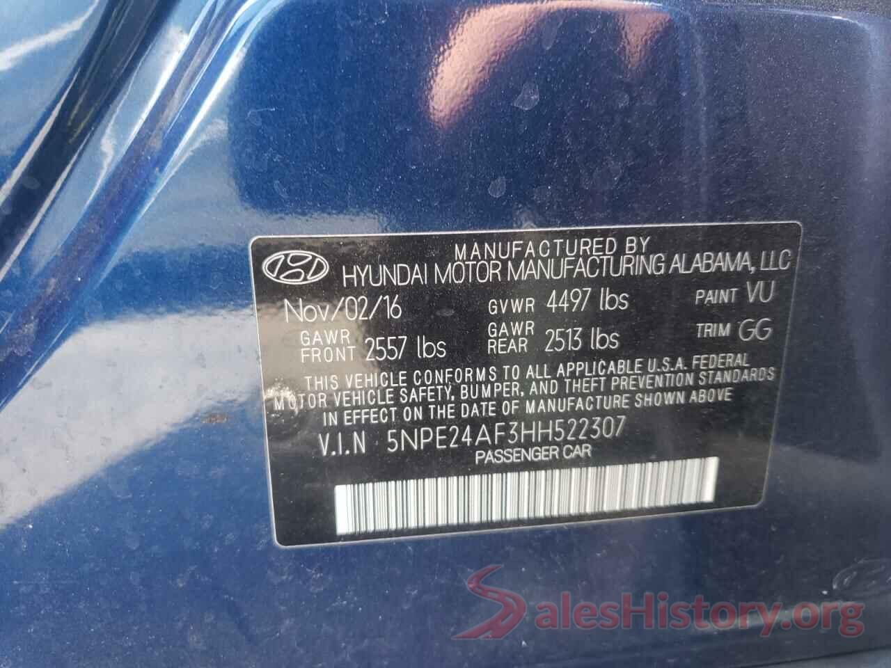 5NPE24AF3HH522307 2017 HYUNDAI SONATA