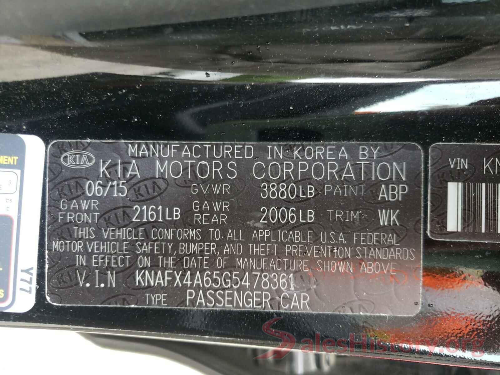 KNAFX4A65G5478361 2016 KIA FORTE