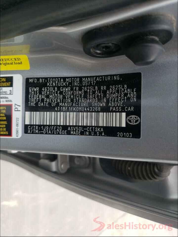 4T1BF1FK0HU443268 2017 TOYOTA CAMRY