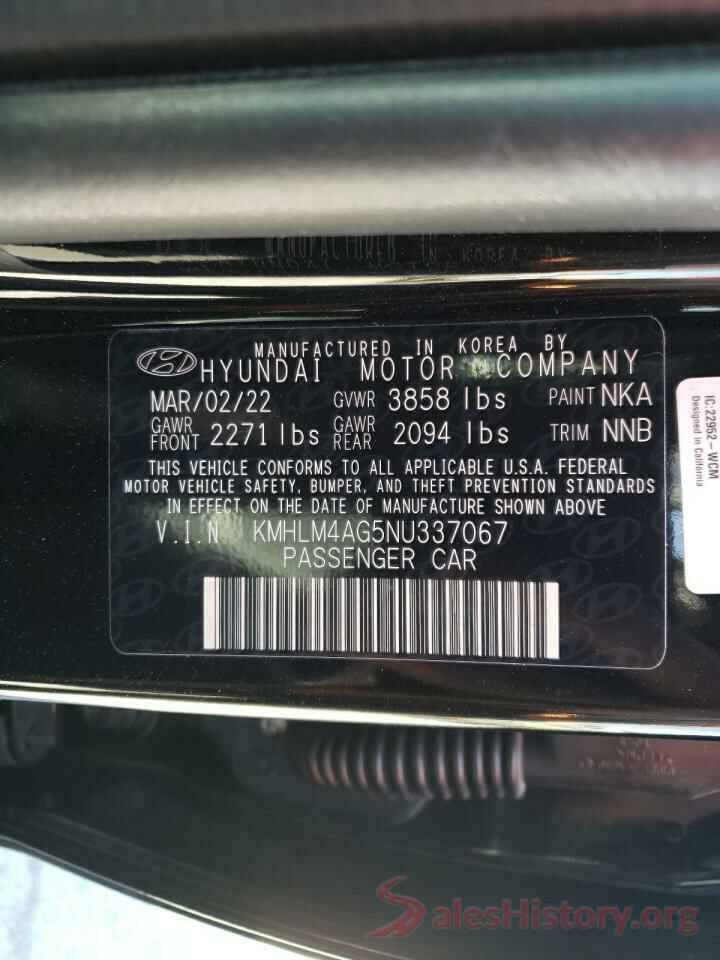 KMHLM4AG5NU337067 2022 HYUNDAI ELANTRA