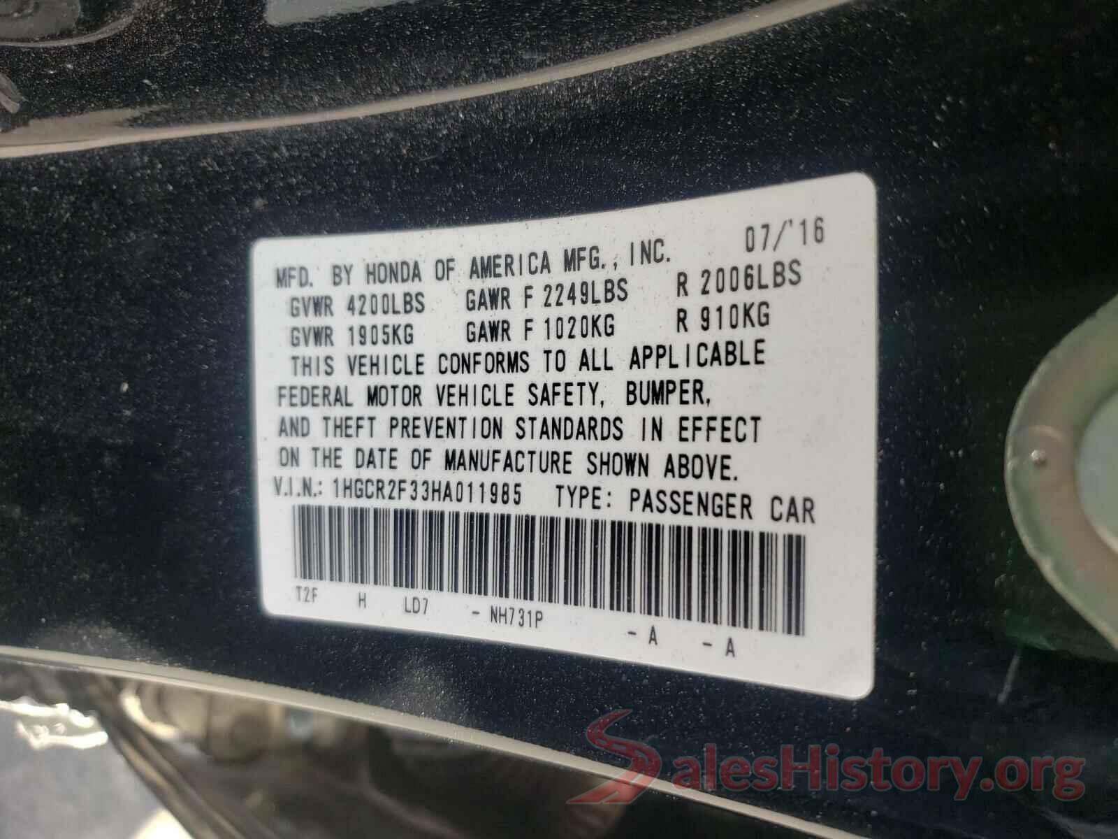 1HGCR2F33HA011985 2017 HONDA ACCORD