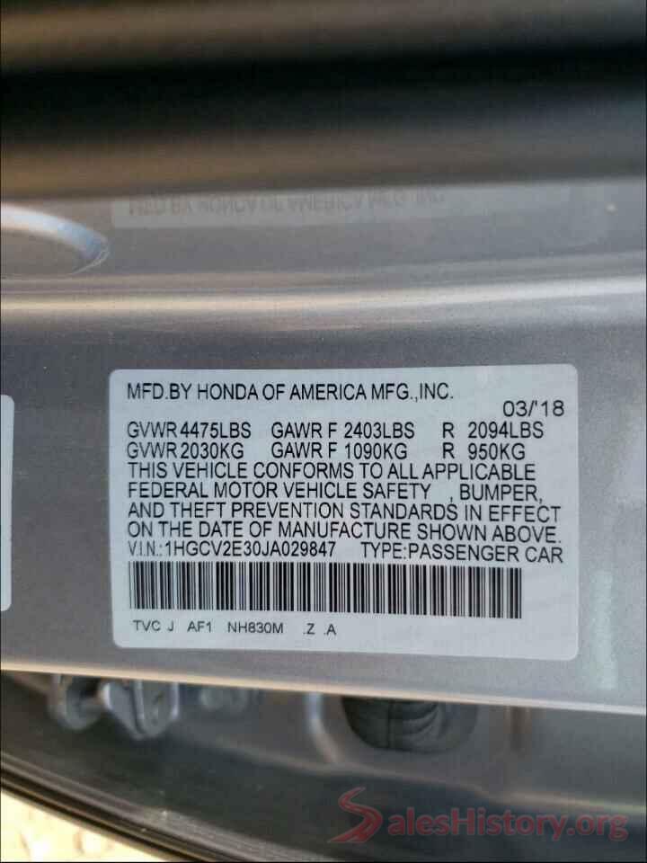 1HGCV2E30JA029847 2018 HONDA ACCORD