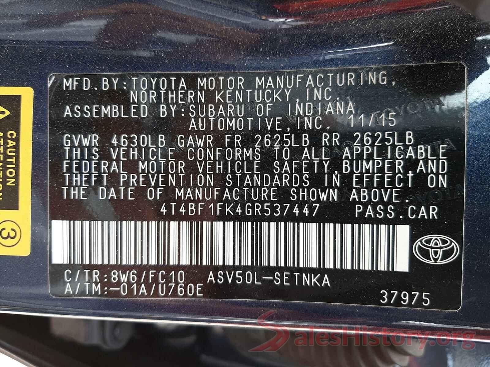 4T4BF1FK4GR537447 2016 TOYOTA CAMRY