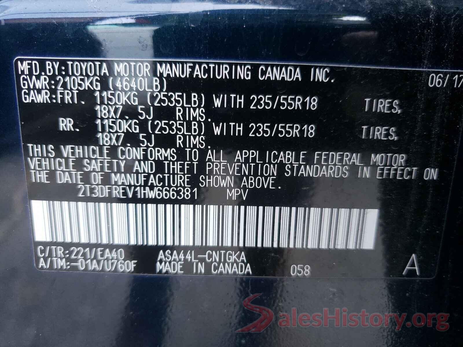 2T3DFREV1HW666381 2017 TOYOTA RAV4