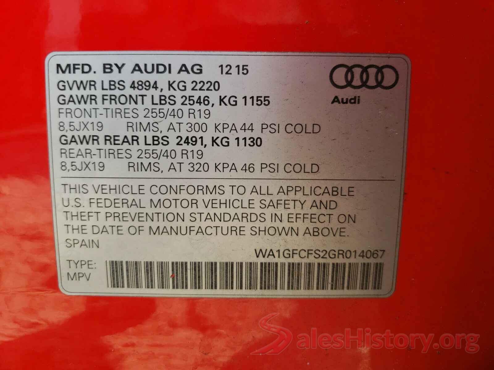 WA1GFCFS2GR014067 2016 AUDI Q3